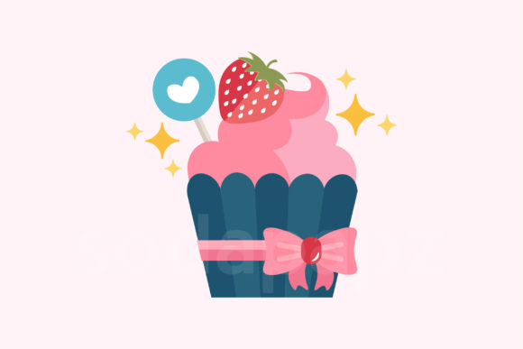 Sweet Deluxe Strawberry Cupcake Icon